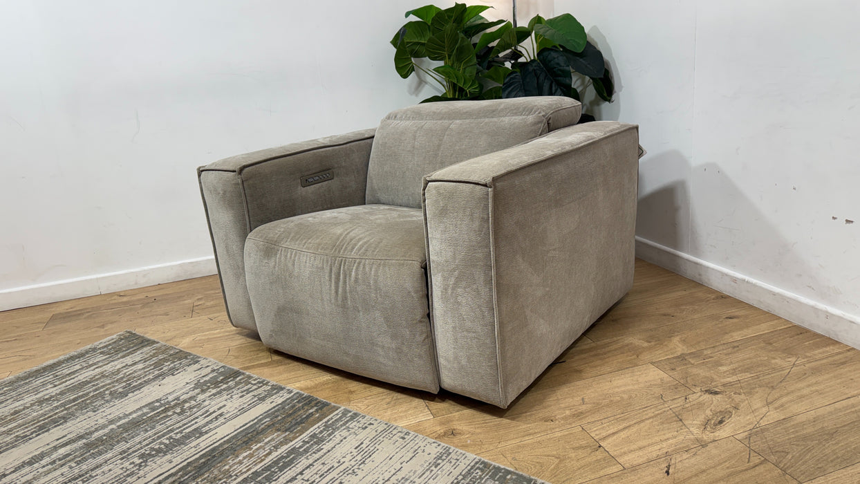 Sofology Horizon Fabric Loveseat Power Recliner/Headrest in Textured Chenille Mocha