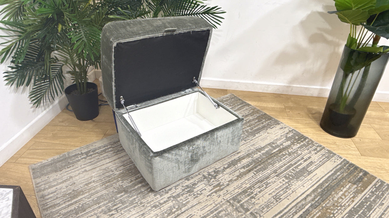 Sofology Georgio Fabric Storage Footstool with Extra Flex Interior in Luxe Chenille Alpine Green