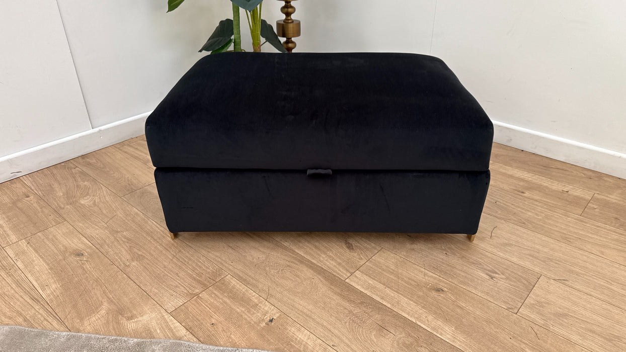 Sofology The Oscar Fabric Storage Footstool in Super Matt Velvet Black