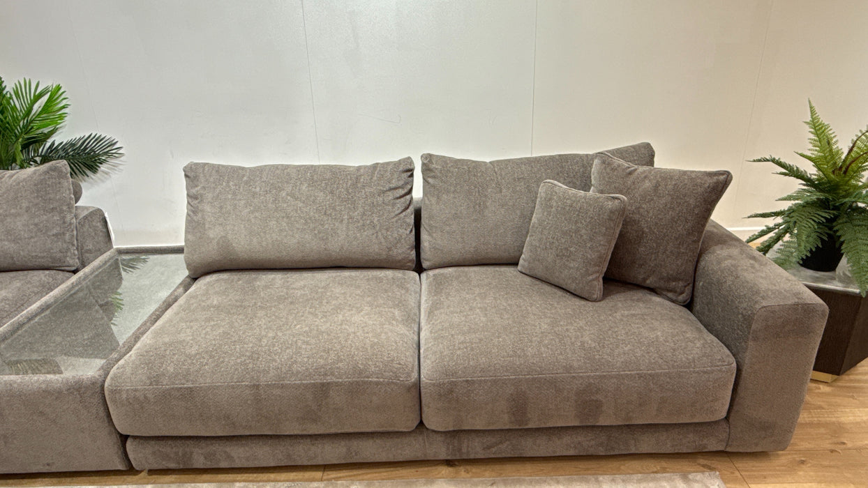 Sofology Amalfi Fabric Chaise 1 Corner Console 3 in Cosy Chenille Mole