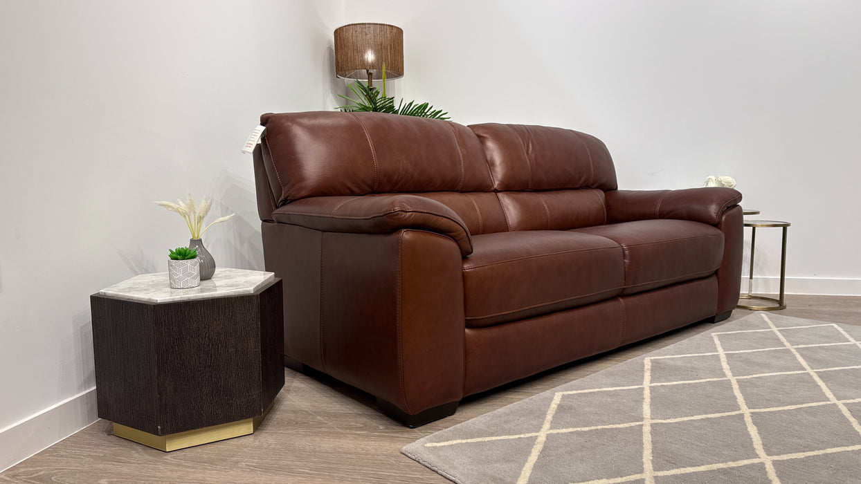 Sofology Santina Leather 3 Seater in Relaxed Soft Brown