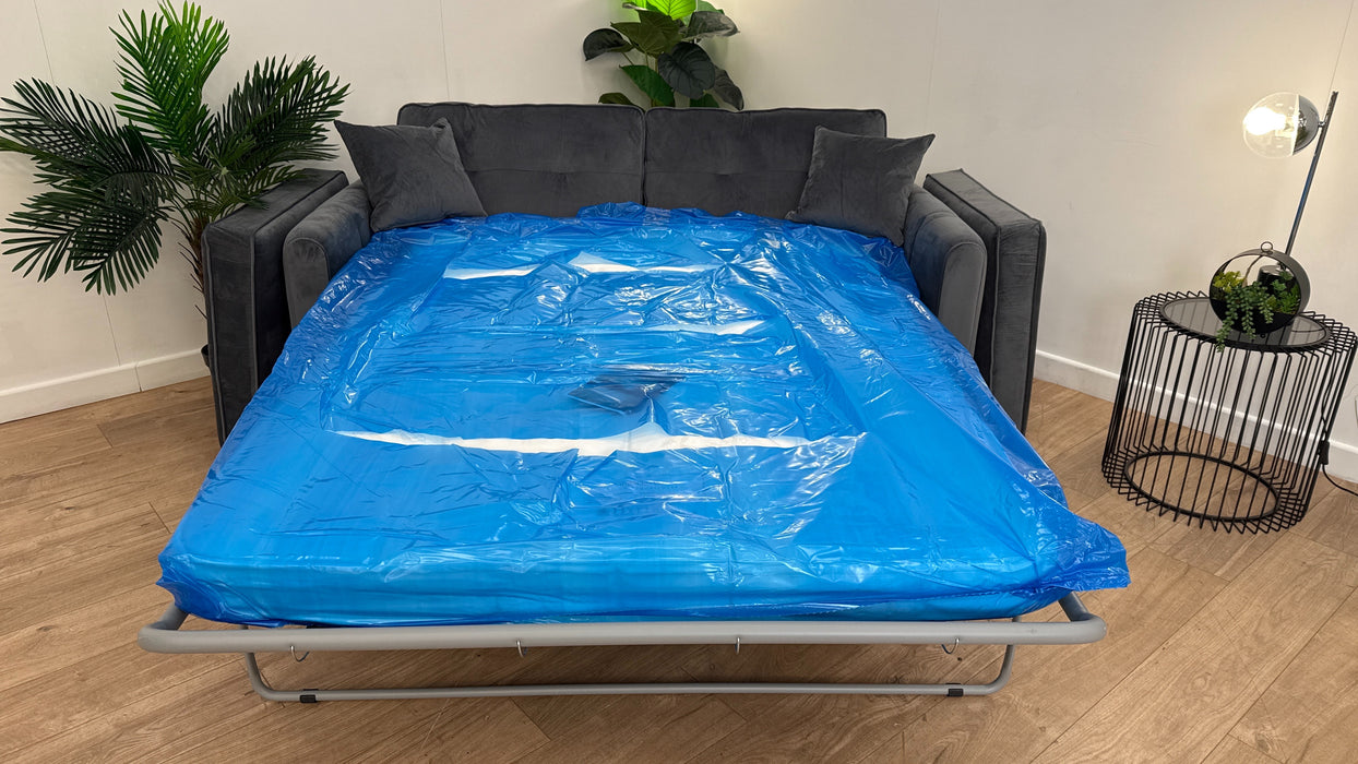 Sofology Islington Fabric 3 Seater Hypnos Deluxe Sofa Bed in Sleek Grey