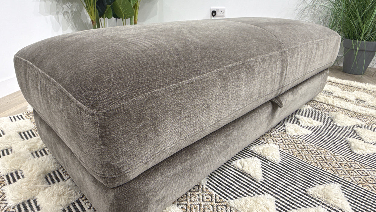 Sofology Harrington Fabric Designer Storage Footstool in Luxury Deep-Pile Chenille Mole Montreal Mole