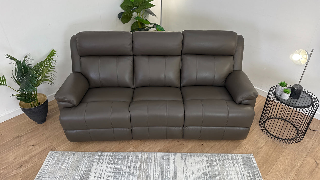 Gracie 3 Seater - Leather Sofa Power Recliner & Headrest - Urban Grey