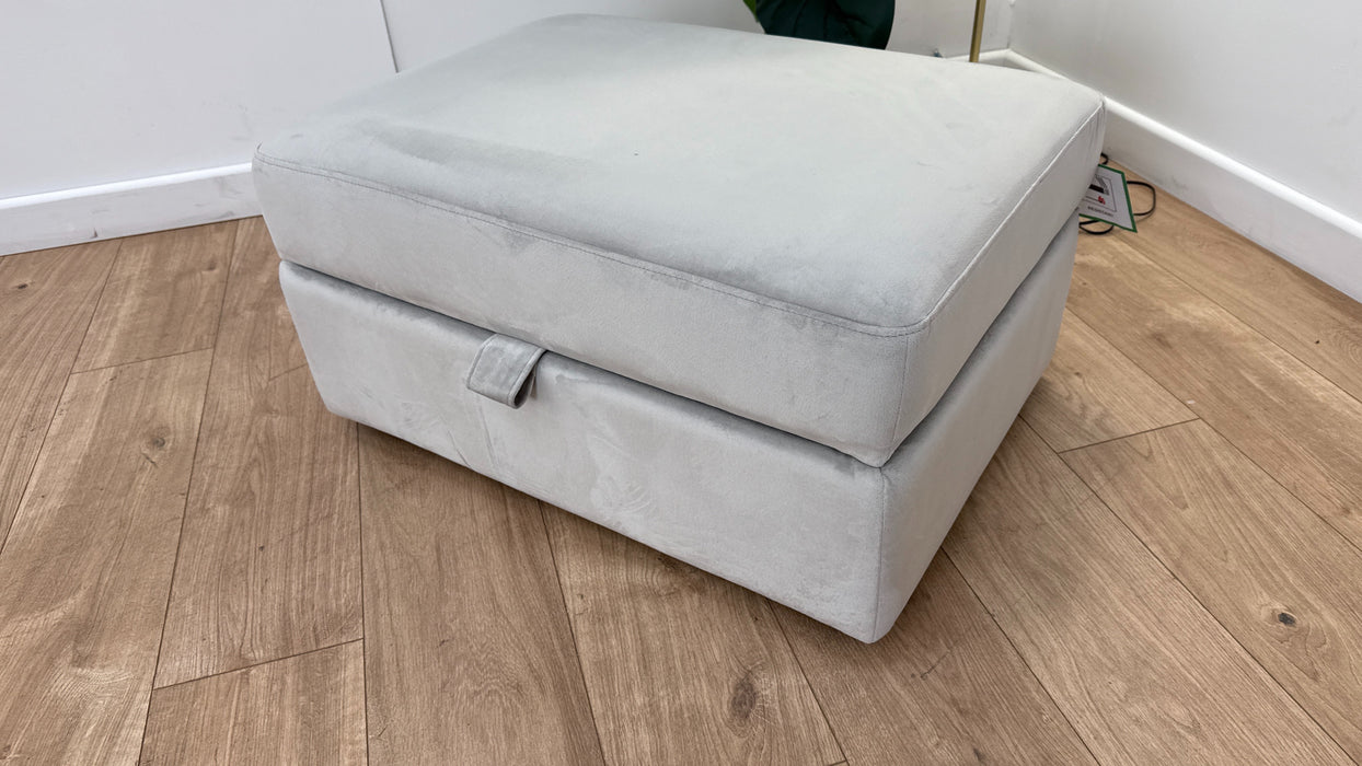 Sofology The Fitzrovia Fabric Storage Footstool in Matt Velvet Silver Without Trim