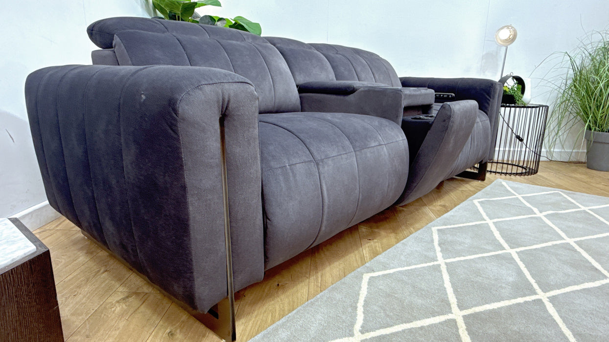 Sofology Paramount Fabric 2.5 Seater Console Power Recliner/Headrest Speakers in Lifestyle Flecked Anthracite