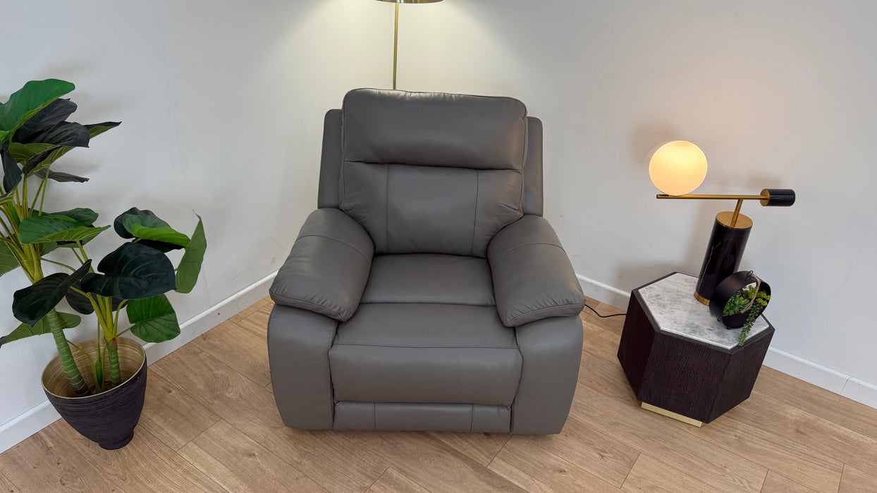 Sample Leather Power Recliner in Grey