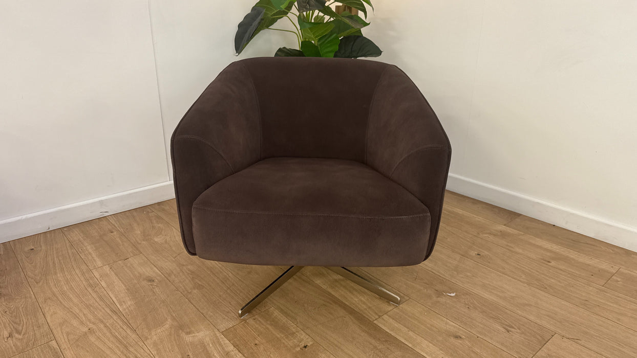 Sofology Adler Fabric Swivel Chair in Lifestyle Mottled Dark Chocolate