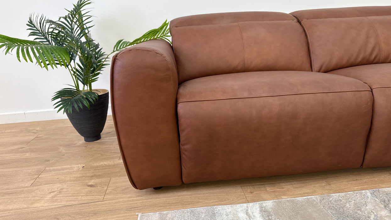 Bohemia 3 Seater Sofa + 2 Seater Power Recliner, Power Hdrst- Leather - Power Recliner, Power Hdrst - Relaxed Matt Expresso