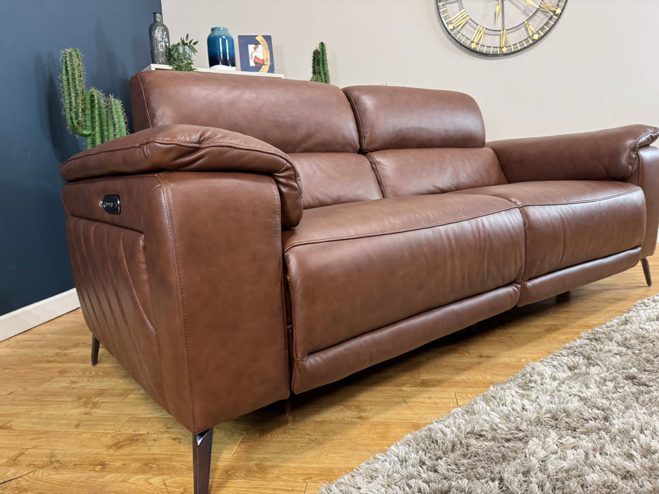 The Fratelli Leather 2.5 Seater - Trusty Embossed Chestnut - Power Headrest Power Recliner (WA2)