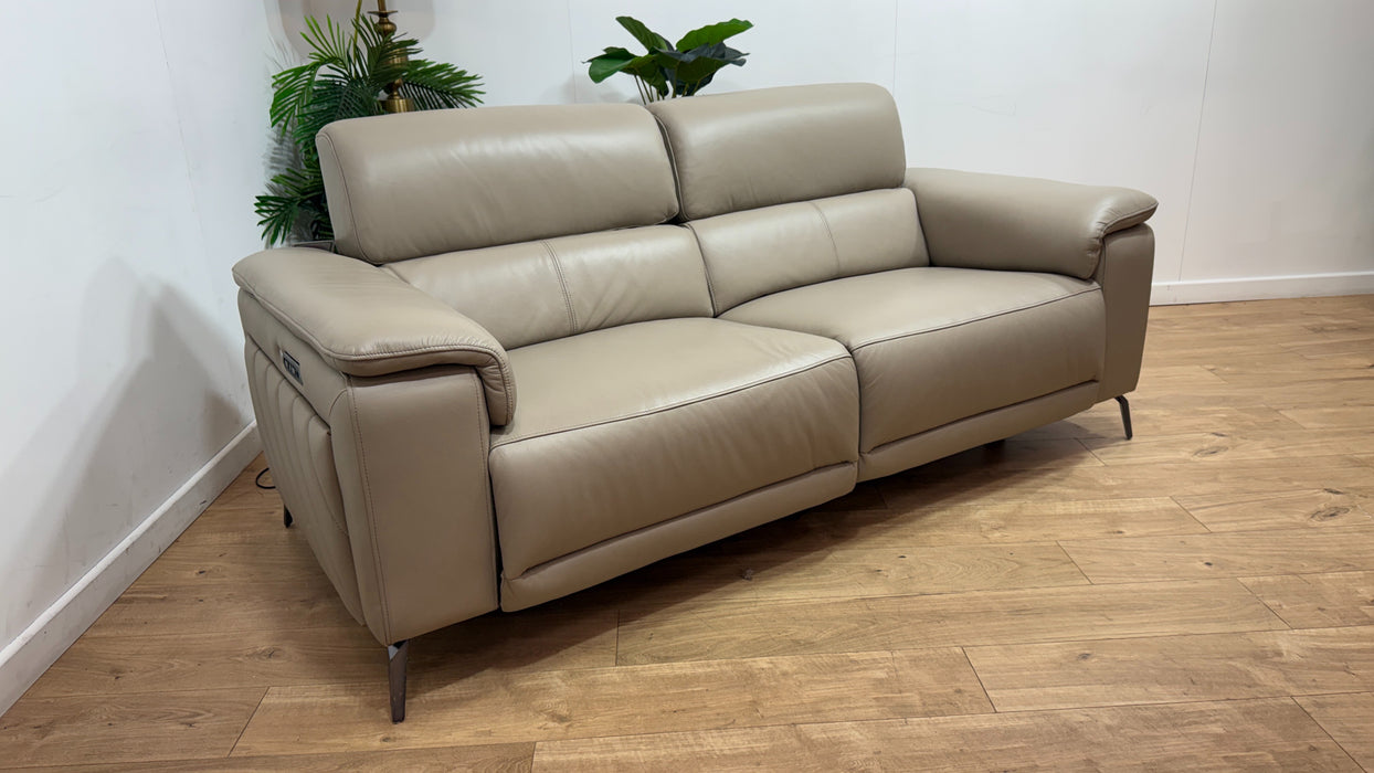 Sofology Fratelli Leather 2.5 Seater Power Recliner/Headrest in Trusty Embossed Stone
