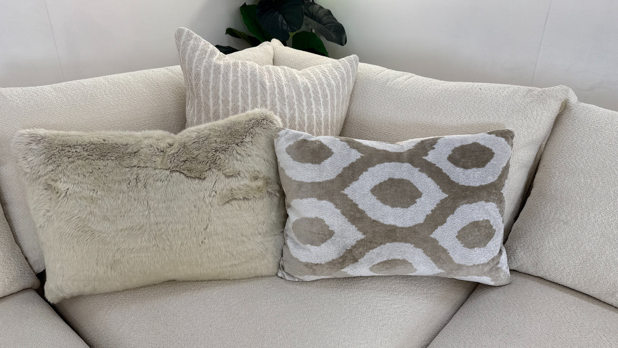 Sofology Marble Arch Fabric 3 Corner 3 in Camden Wood Trim Ecru Mix