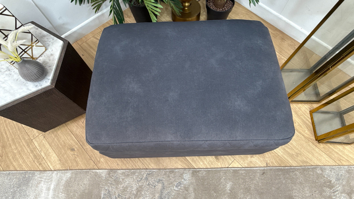 Sofology Benz Designer Leather Footstool in Lifestyle Flecked Fabric Charcoal