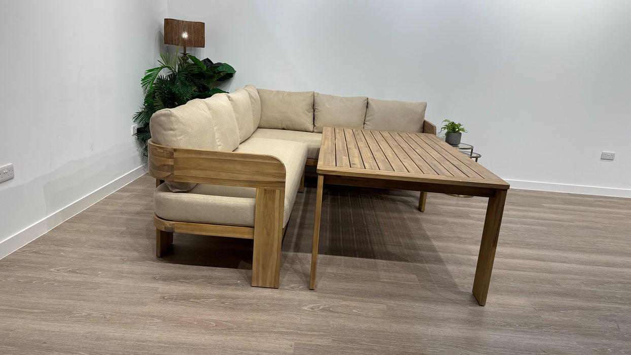 DFS Formentera Garden Furniture Corner Sofa, Dining Table in Beige