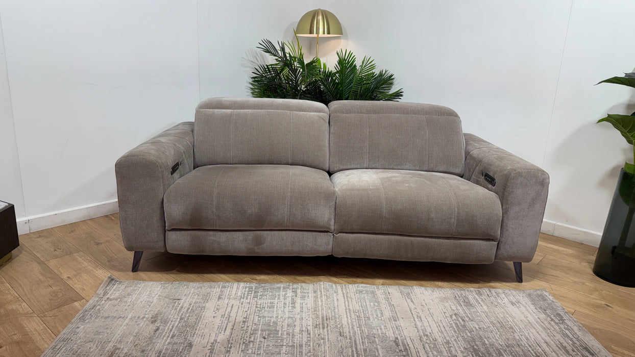 Sofology Allure Fabric 2.5 Seater Power Recliner/Headrest Heated Seats Lumbar Support in Relaxed Chenille Nutmeg