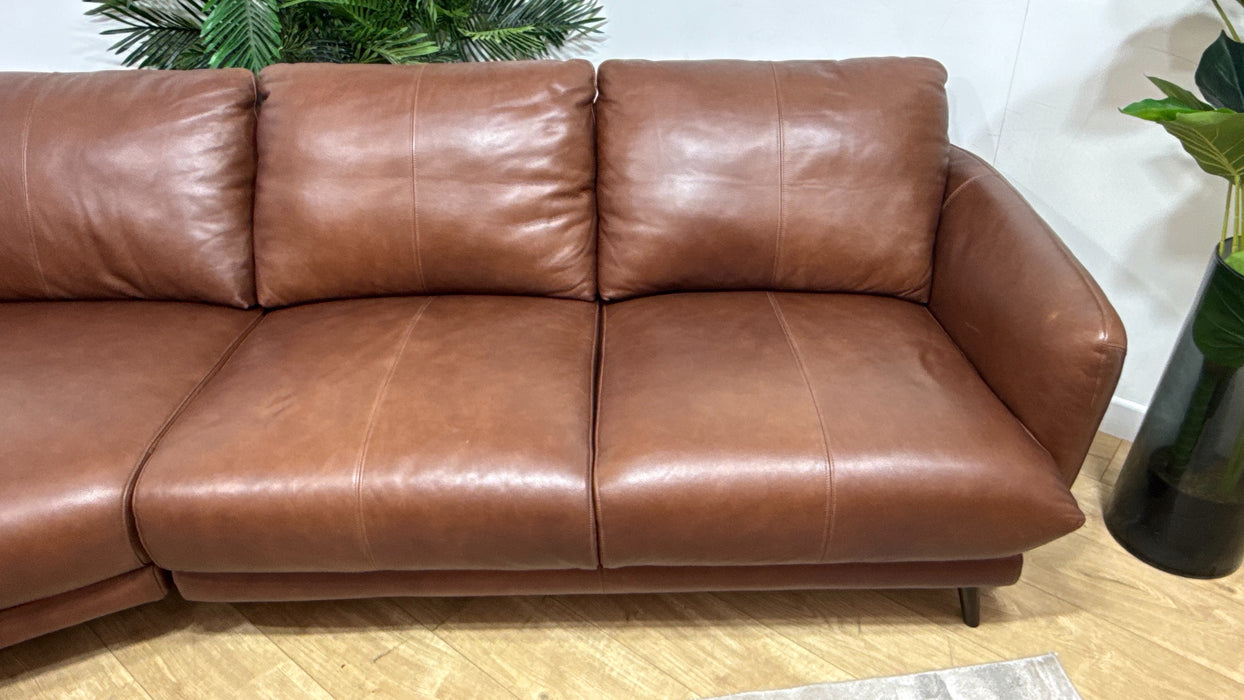 Sofology Adler Leather Asymmetric 4 Seater in Relaxed Soft Brown