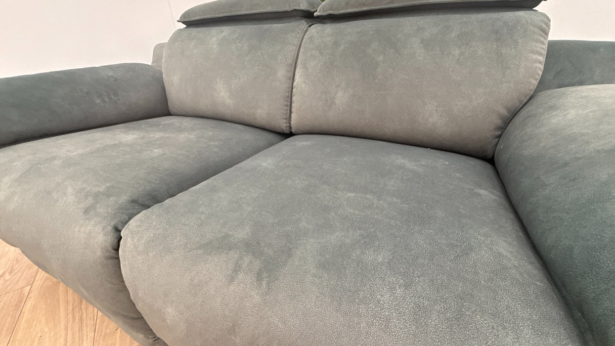 Sofology Benz Fabric 2 Seater Power Headrest/Recliner in Lifestyle Flecked Ivy Green