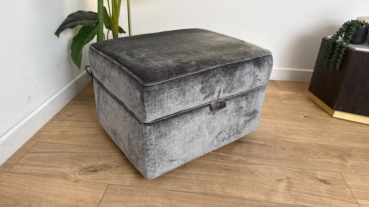 Sofology The Georgio Fabric Footstool in Luxe Chenille Grey All Over