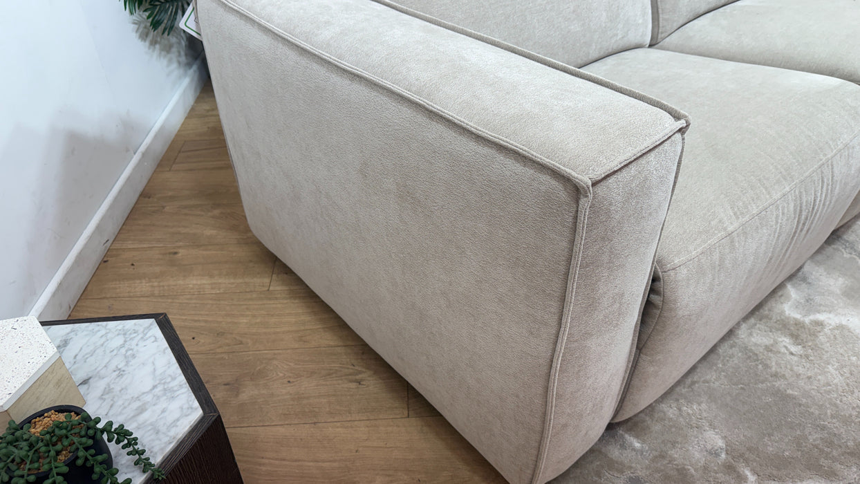 Sofology Horizon Fabric 2.5 Seater Power Recliner/Headrest in Textured Chenille Stone