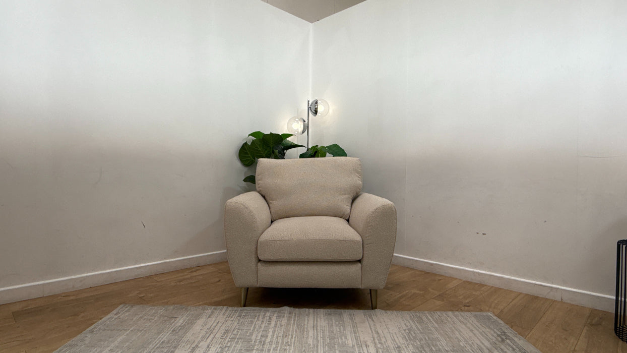 Sofology Hackney Fabric Chair Memory Foam Seat in Boucle Natural Mix