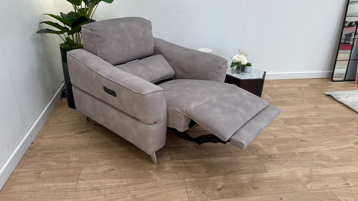 Sofology Dakota Fabric Chair Power Recliner/Headrest in Lifestyle Mottled Marble