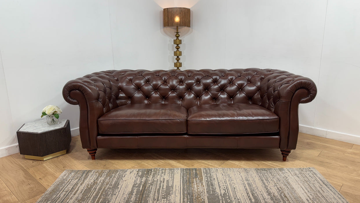Sofology Darcy Leather 3 Seater without Studs in Trusty Supersoft Sheen Chestnut