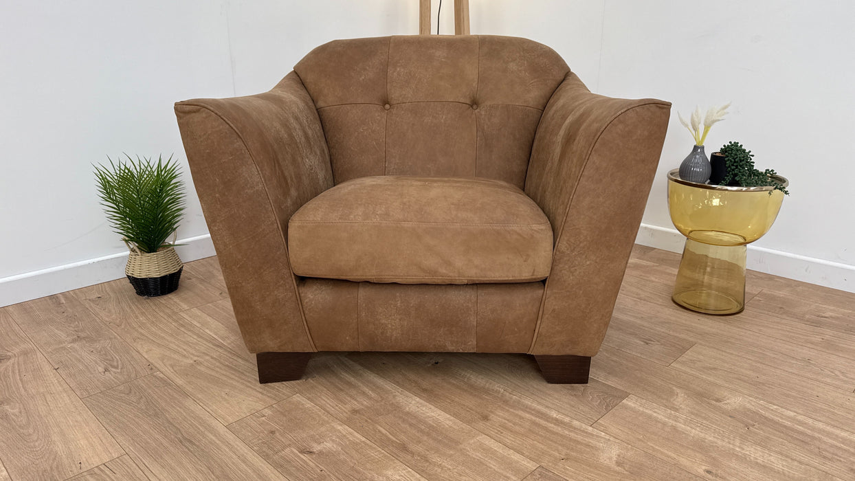 Bartelli 1 Seat - Leather Chair - Character Leather Tan/Soft Chenille Almond Mix