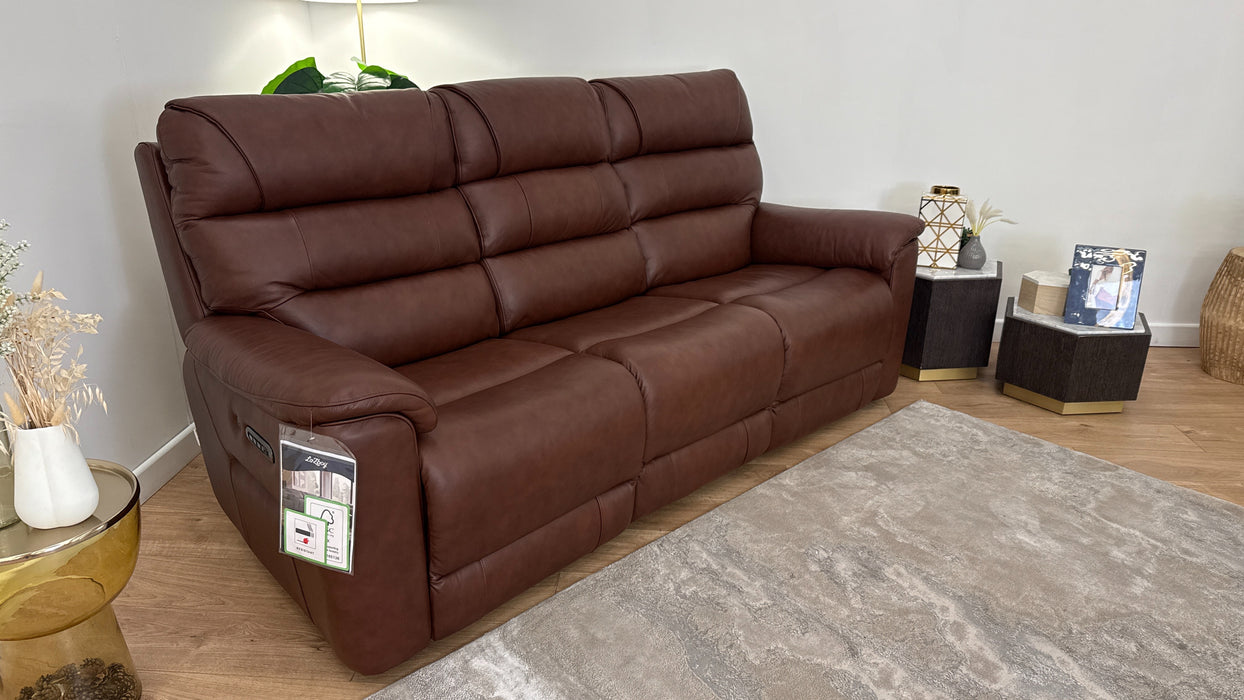 Sofology The Cleveland 3 Seater Recliner Sofa in Trusty Embossed Leather Chestnut