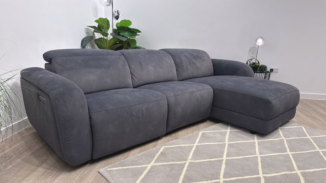 Sofology Drift Fabric 4 Seater Chaise Power Recliner/Headrest in Lifestyle Flecked Charcoal