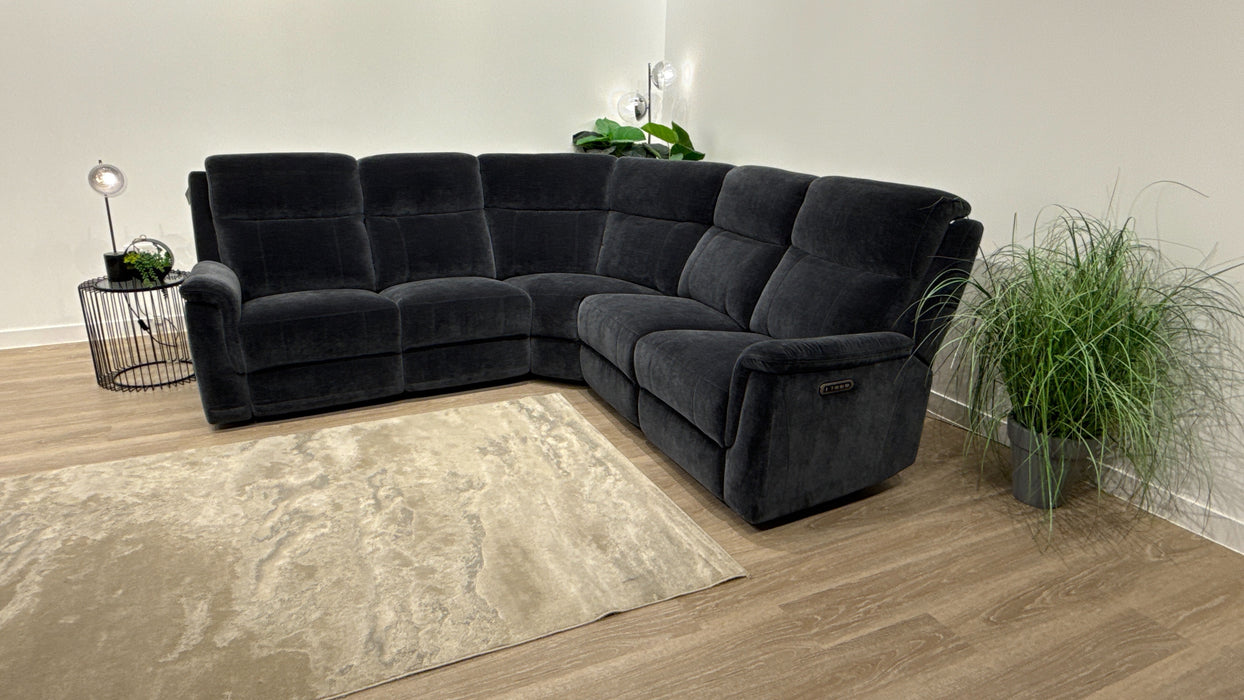 Sofology Bradie Fabric 3 Corner 3 Power Recliner/Headrest Lumbar Support in Relaxed Chenille Ink