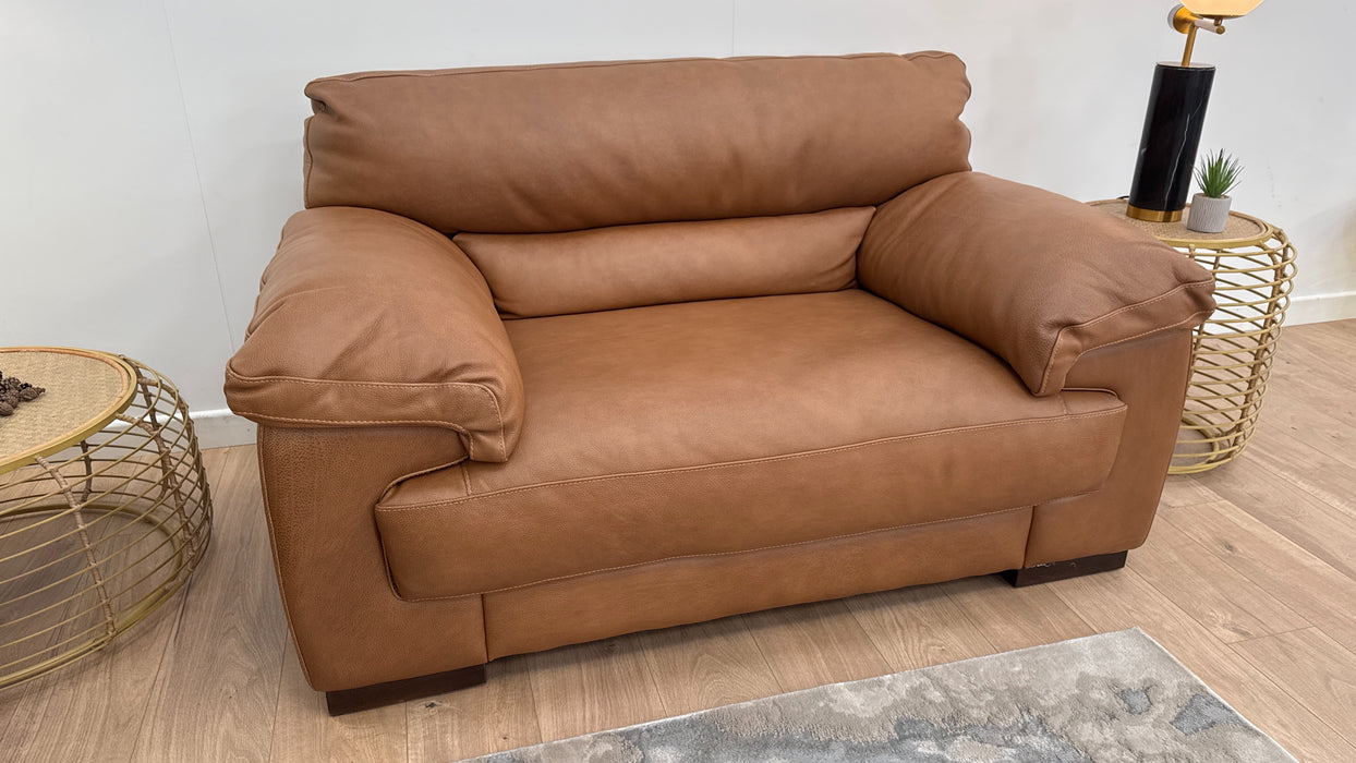 Santino 3 Seater - Loveseat - Footstool - Leather Sofa - Apollo Tan