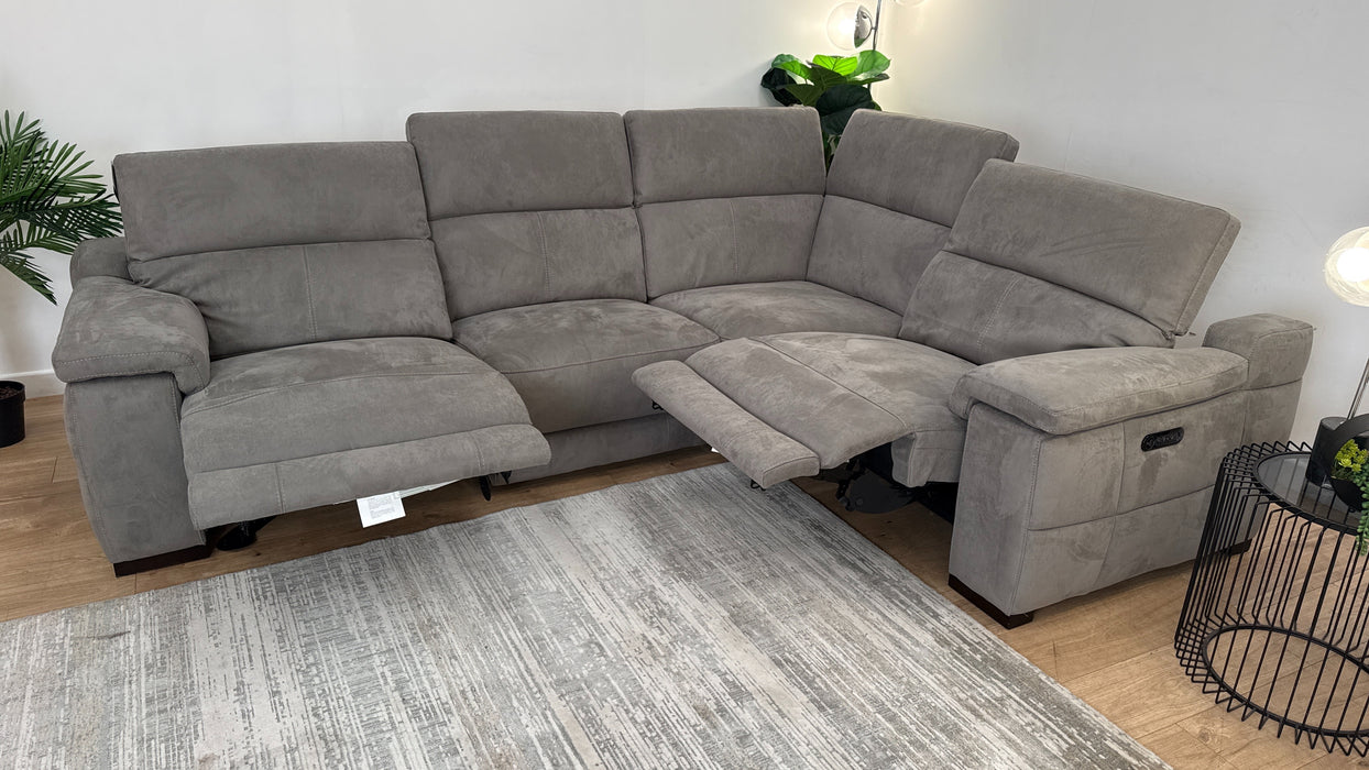 Sofology Laurence Fabric 3 Corner 1 Power Recliner/Headrest in Lifestyle Textured Charcoal