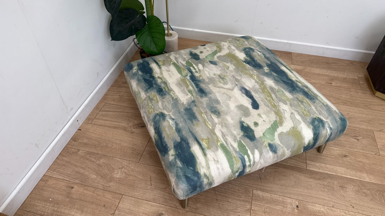 Sofology The Essence Fabric Footstool in Oasis Teal All Over