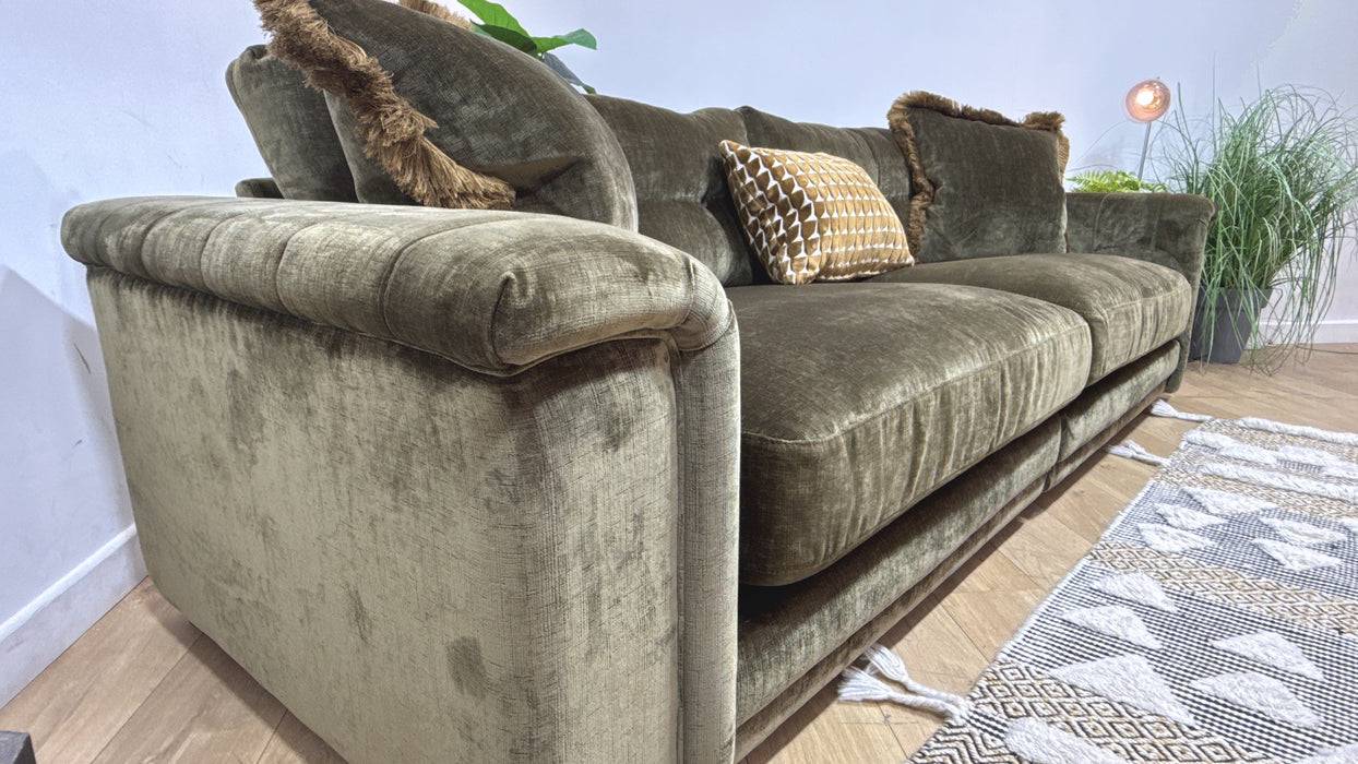 Sofology Regency Fabric 4 Seater Split Foam Seats in Luxe Chenille Olive Mix