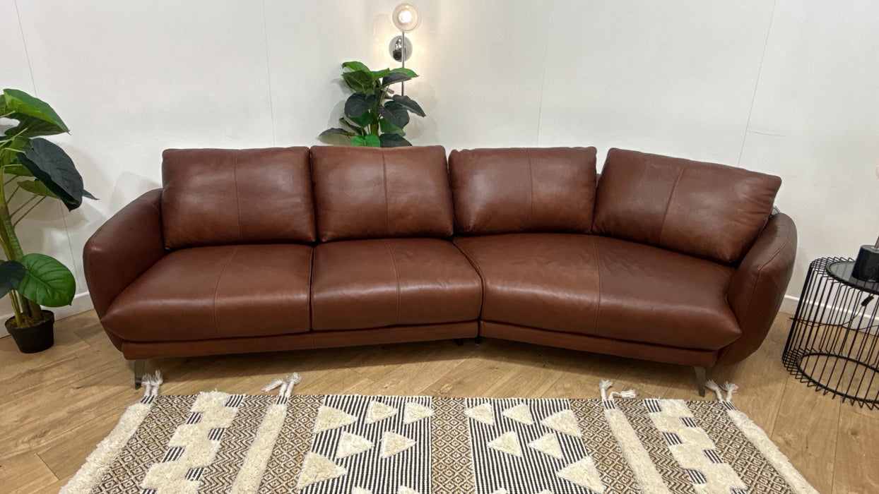 Sofology Adler Leather 4 Seater Asymmetric in Relaxed Soft Brown