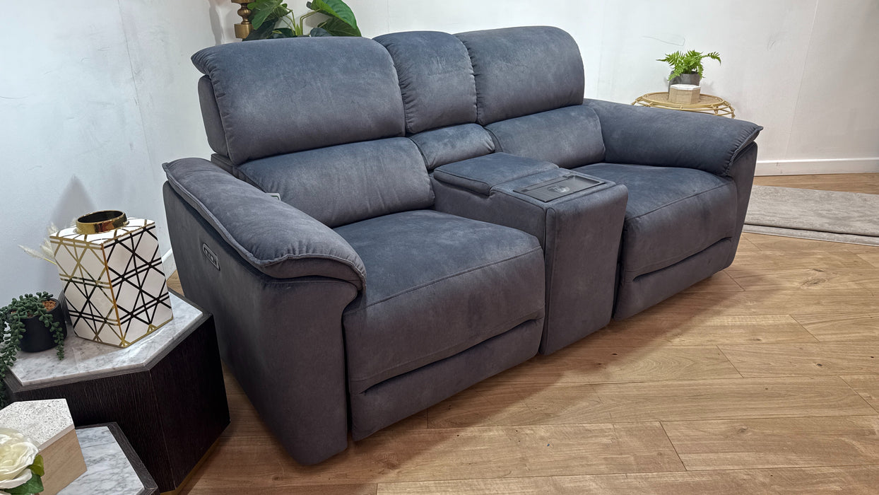 Sofology Hugo Fabric 2.5 Seater Console Power Recliner/Headrest in Lifestyle Flecked Charcoal