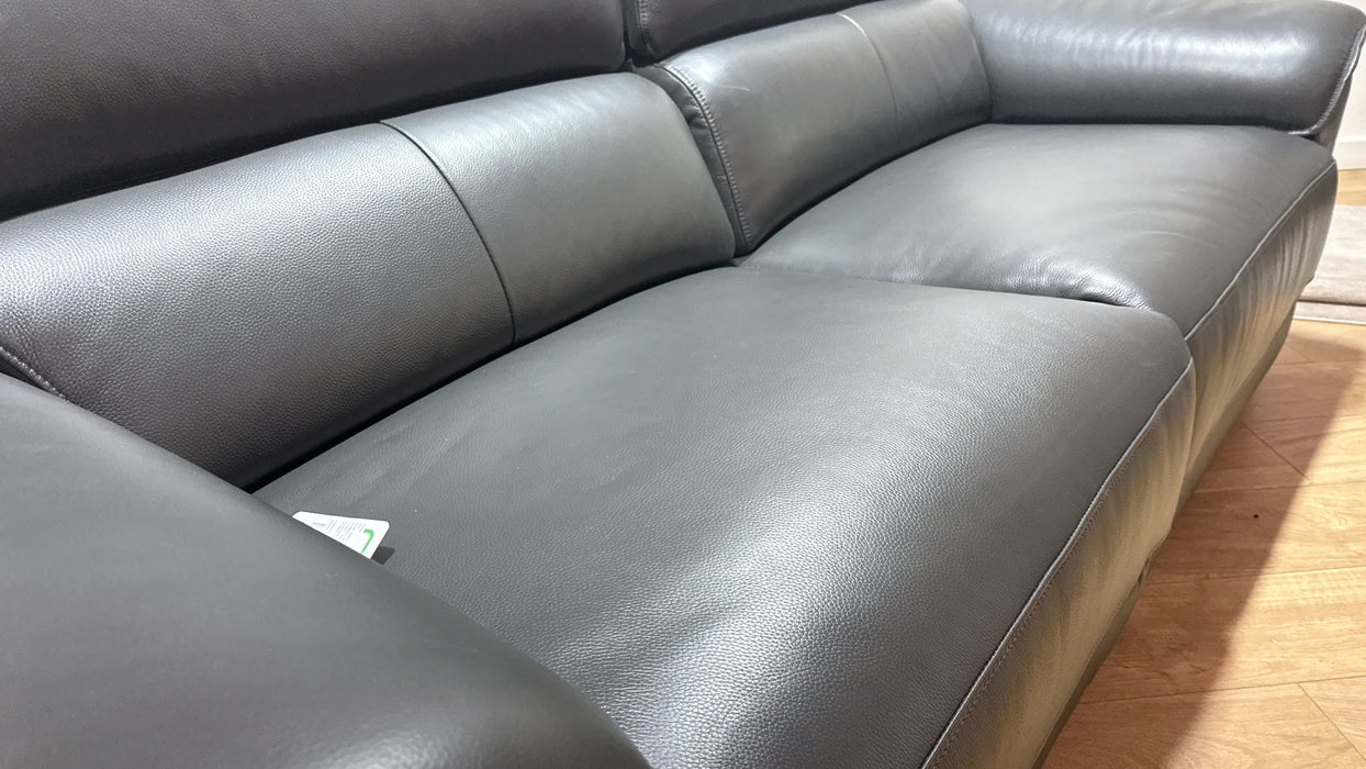 Sofology Hugo Leather 2.5 Seater Power Recliner/Headrest in Trusty Embossed Charcoal