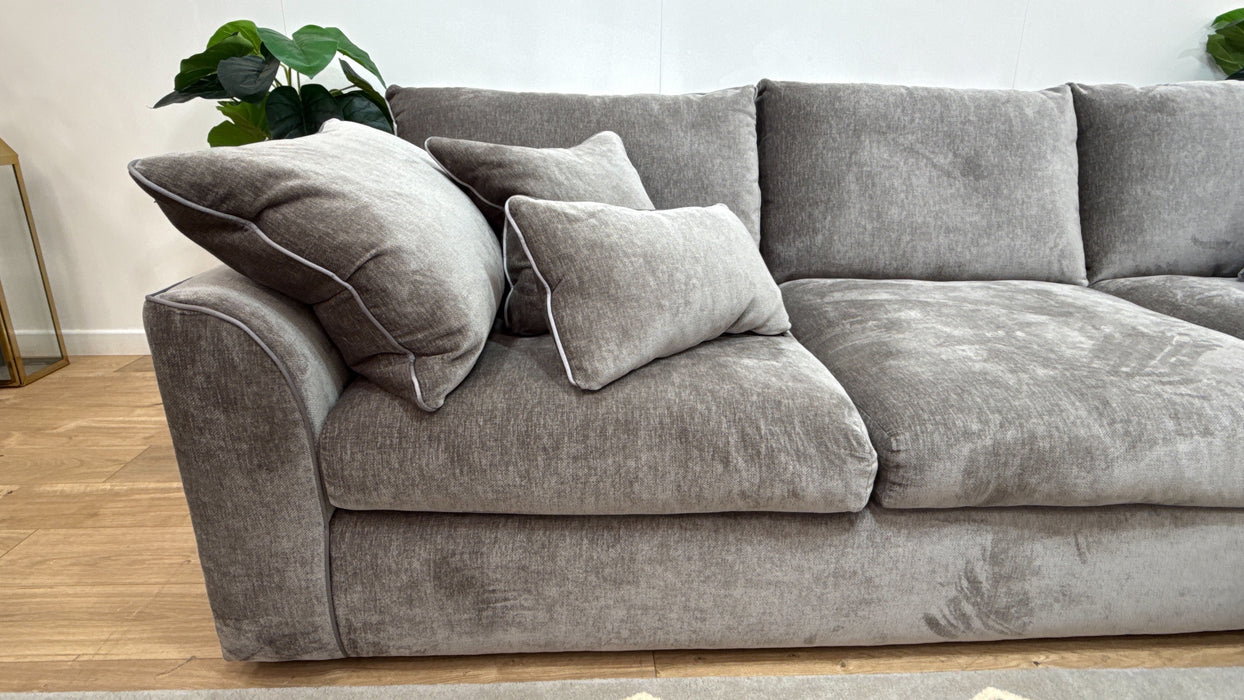 Sofology Georgio Fabric 3 Corner 3 Feather Flex Seats in Luxury Deep Pile Chenille Grey Mix