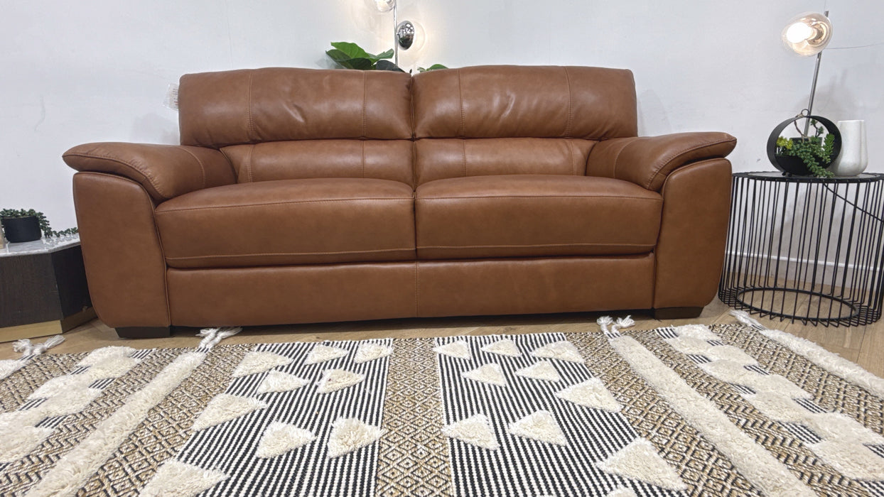 Sofology Santina Leather 3 Seater in Relaxed Soft Tan