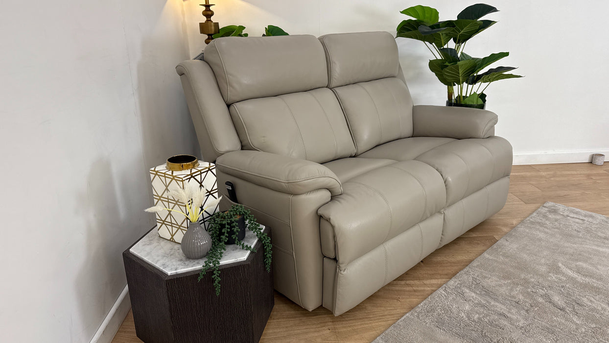 Sofology Gracie Leather 2 Seater Power Recliner/Headrest Massage in Trusty Sheen Lead Grey