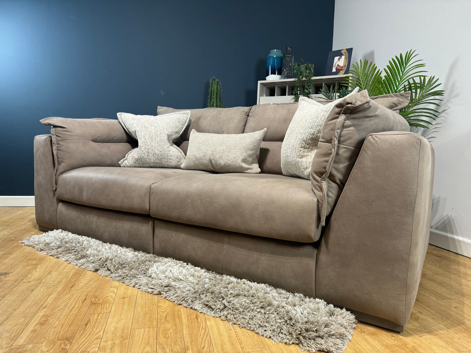 Strato 3 Seater Split Character Leather Taupe (WA2)