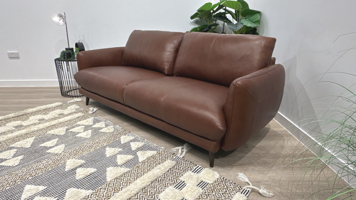 Sofology Adler Leather 3 Seater in Relaxed Soft Brown