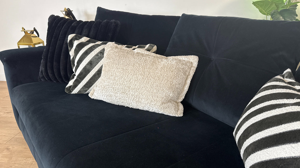 Sofology The Oscar 4 Seater Split Fabric Sofa in Super Matt Velvet Black Mix