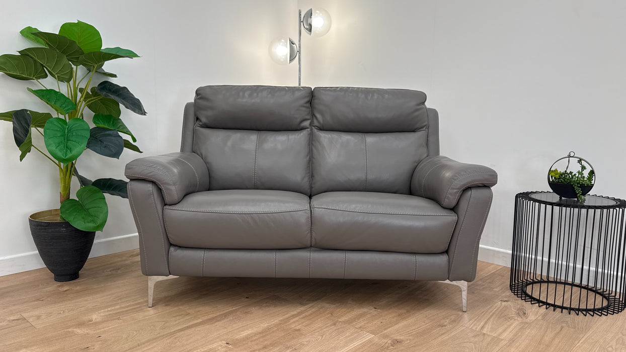 Lucca 2 Seater - Leather Sofa - Fossil Grey