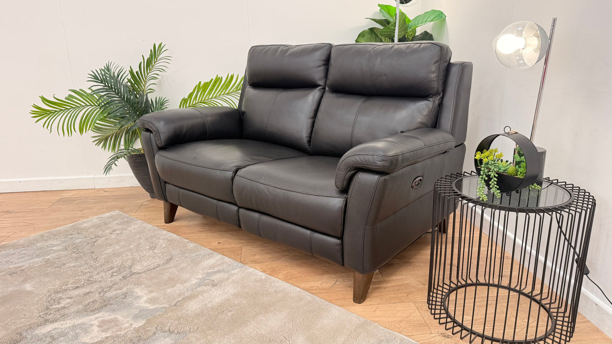 Sofology Lucca 2 Seater Leather Recliner in Trusty Sheen Black