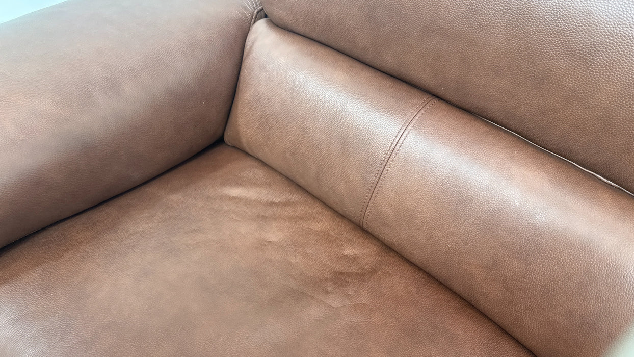 Sofology Fratelli Leather 2.5 Seater Power Recliner/Headrest in Trusty Embossed Chestnut
