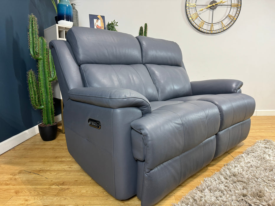 Gracy 2 Seater Power Recliner Leather Lavender Grey (WA2)