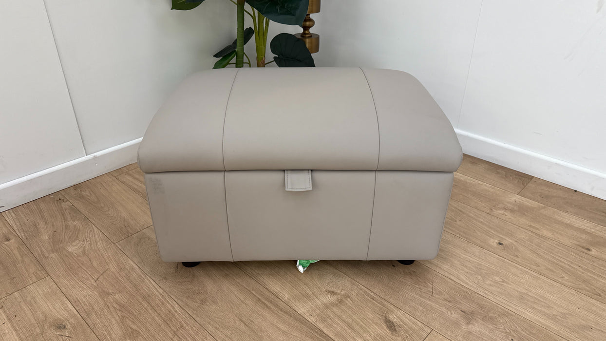 Sofology Lumiere Leather Designer Footstool in Trusty Super Matt Cloud Grey