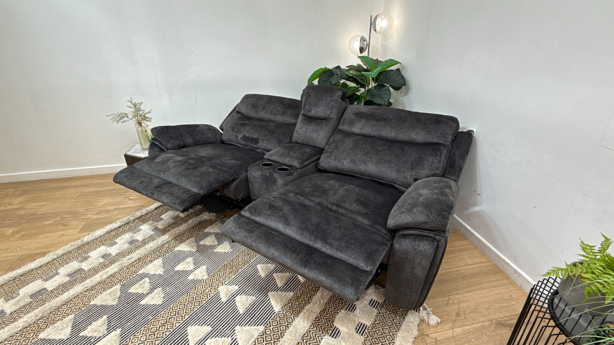 DFS Trek 2 seater Power Recliner with console in Charcoal
