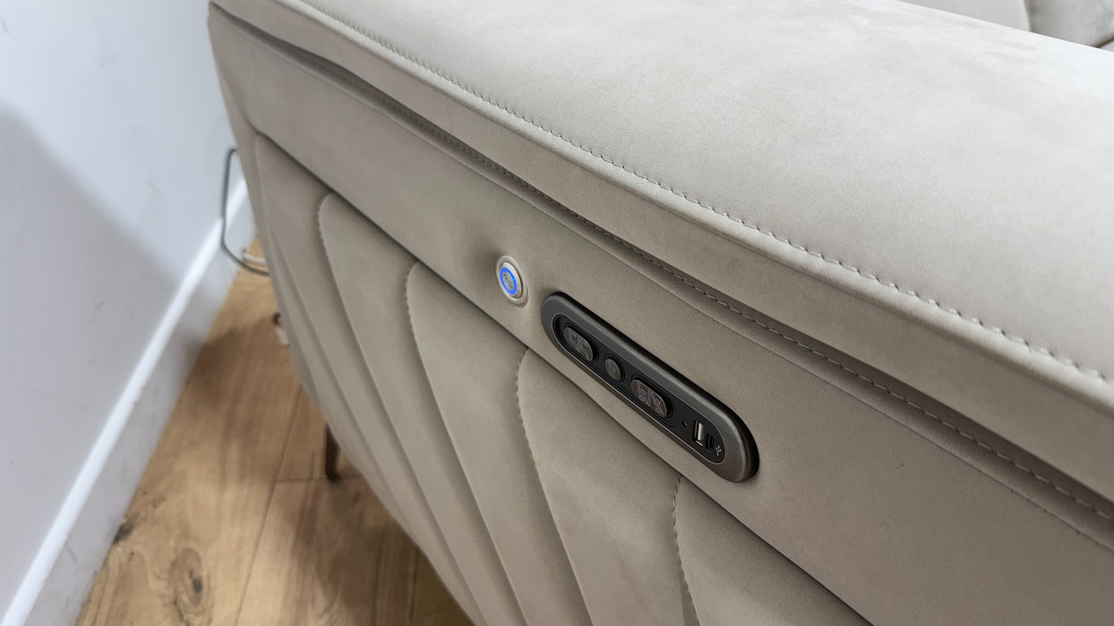 Sofology Fratelli Fabric 2 Seater Power Recliner/Headrest in Lifestyle Nubuck Feel Stone